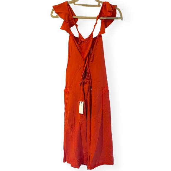 NWT ANTHROPOLOGIE PILCRO FLUTTER SLEEVE MIDI DRESS RED SMALL CASUAL BOHO MAXI - Picture 7 of 13